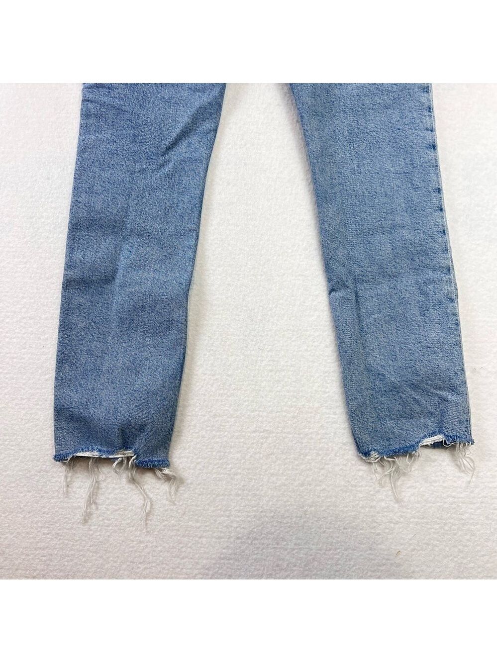 Agolde Jeans “Merrel” 25 Blue Slim Straight Leg Raw Hem Mid Rise Womens - Picture 5 of 12